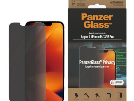 iPhone 14   13   13 Pro PanzerGlass AntiBacterial Classic Fit Skærmbeskyttelse - Privacy - Platinum Strength - Gennemsigtig Cheap