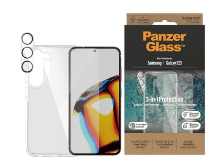 Samsung Galaxy S23 PanzerGlass 3-i-1 Bundle m. EasyAligner - Cover   Skærmbeskyttelse (UWF)   Kamerabeskyttelse - Gennemsigtig Sale