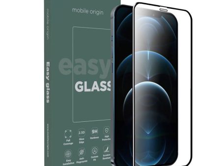 iPhone 12   12 Pro Mobile Origin EasyGlass Skærmbeskyttelsesglas - Gennemsigtig   Sort Kant Online Sale