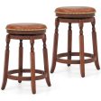 24  Swivel Bar Stool Set of 2 with Upholstered Seat and Rubber Wood Frame For Discount