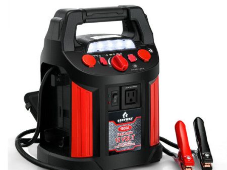 Jump Starter Air Compressor Power Bank Charger with LED Light and DC Outlet For Sale