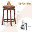 24  Swivel Bar Stool Set of 2 with Upholstered Seat and Rubber Wood Frame For Discount