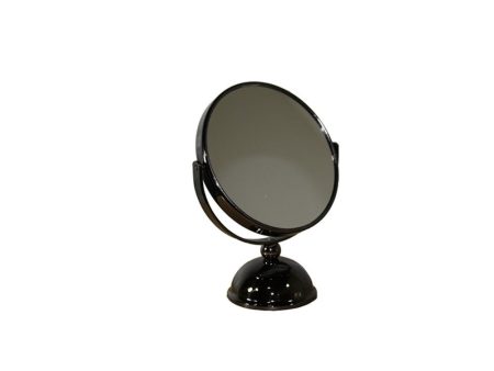 9  Black Round Metal Framed Makeup Shaving Tabletop Mirror For Sale