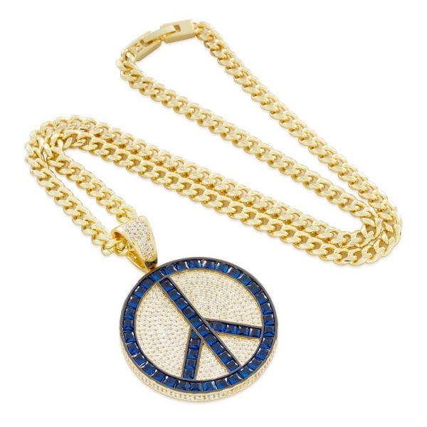 Blue Peace and Love Medallion Necklace Online