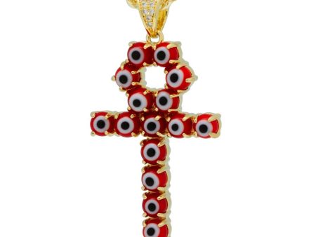 Red Evil Eye Ankh Cross Necklace For Cheap