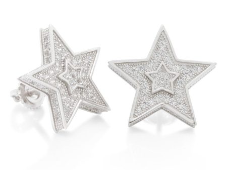 Sterling Silver Platform Star Earrings Sale