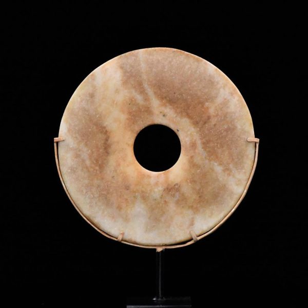 A Chinese Mottled Nephrite Jade Bi Disc, Late Neolithic Period, ca. 3000 - 2000 BCE Sale