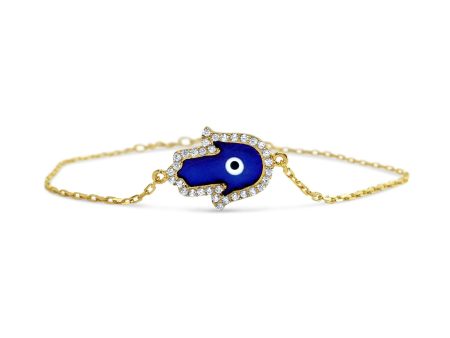 Blue Hamsa Hand Lucky Evil Eye Bracelet Hot on Sale