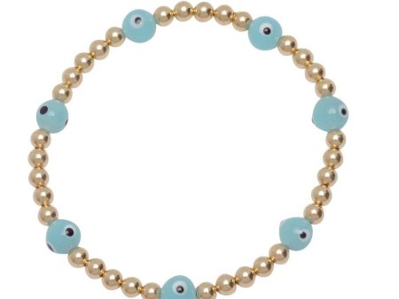 Blue Evil Eye 4mm Silver or Gold Bead Bracelet Perfect for Stacking Fashion