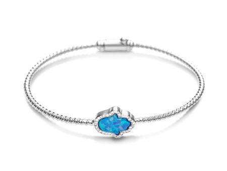 Blue Opal Hamsa Bangle Bracelet Online now